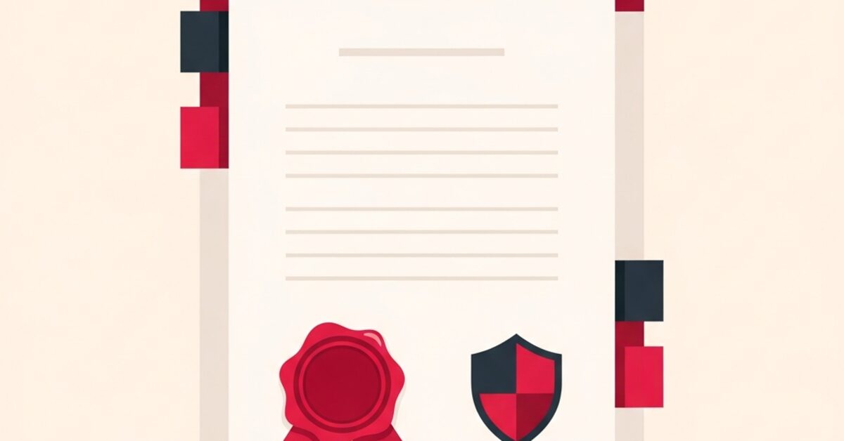Illustration: an official document with a wax seal and a shield